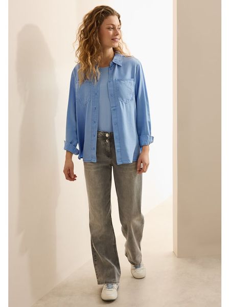 Cecil Bluzka w kolorze błękitnym rozmiar: XXL. Niebieskie bluzki Cecil, xxl, bez wzorów, bez kołnierzyka, bez ramiączek. Za 82,83 zł.