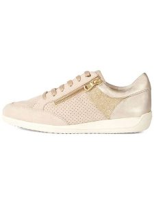 Geox Skórzane sneakersy "Myria" w kolorze złoto-beżowym rozmiar: 36. Brązowe trampki Geox, bez wzorów, z materiału, bez zapięcia. Za 136,13 zł.