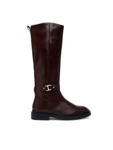 Clarks Kozaki Previa Bit 26329407 Brązowy. Brązowe kozaki Clarks, bez wzorów, bez obcasa, na płaskiej podeszwie, bez zapięcia. Za 779,99 zł.