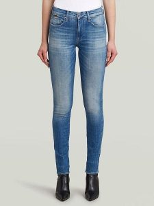 G-Star Dżinsy - Skinny fit - w kolorze niebieskim rozmiar: W30/L34. Niebieskie jeansy G-Star, z aplikacjami, ze skóry. Za 355,78 zł.