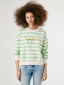 Pepe Jeans Bluza "Anna" w kolorze biało-zielonym rozmiar: L. Białe bluzy Pepe Jeans, l, bez wzorów, z jeansu, bez kaptura. Za 171,28 zł.