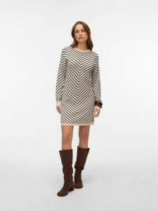 Vero Moda Sukienka w kolorze beżowo-czarnym rozmiar: XL. Brązowe sukienki Vero Moda, na co dzień, s, bez wzorów, bez kołnierzyka, bez ramiączek, midi, proste. Za 104,99 zł.