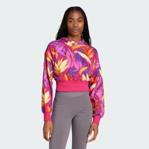 Bluza z kapturem adidas x FARM. Czerwone bluzy ADIDAS, m, bez wzorów, z kapturem. Za 247,99 zł.