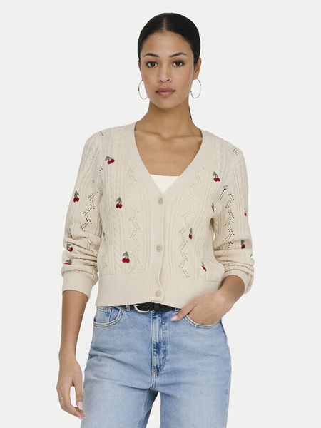 ONLY Kardigan Birtie 15363087 Beżowy Regular Fit. Brązowe kardigany ONLY, z syntetyku. Za 189,99 zł.