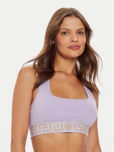 Versace Biustonosz top AUD01039 1A1001 Różowy. Czerwone biustonosze Versace, bez wzorów, z bawełny, bez kołnierzyka, bez ramiączek. Za 199,99 zł.