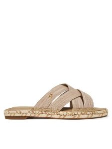 Tommy Hilfiger Espadryle Chambray Espadrille Mule FW0FW08501 Beżowy. Brązowe espadryle TOMMY HILFIGER, bez wzorów, z materiału, bez obcasa. Za 219,99 zł.