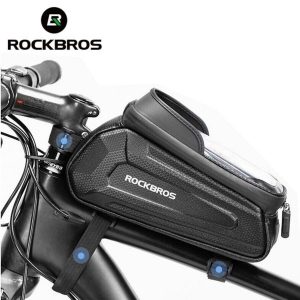 Torba rowerowa sakwa na ramę Rockbros B68-1 wodoodporna 1,5 L. Czarne torebki klasyczne ROCKBROS, bez wzorów, bez dodatków. W wyprzedaży za 59,99 zł.