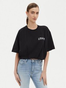 PINKO T-Shirt Torrone 104257 Czarny Regular Fit. Czarne t-shirty Pinko, m, bez wzorów, z bawełny, bez kołnierzyka, bez ramiączek. Za 299,99 zł.