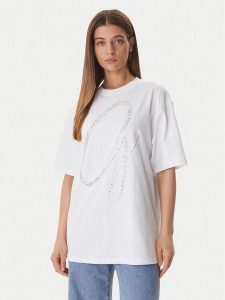 Guess T-Shirt W6GI39 K3478 Biały Regular Fit. Białe t-shirty Guess, xxl, z aplikacjami, z bawełny, bez kołnierzyka, bez ramiączek. Za 259,99 zł.