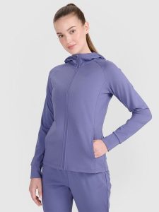 4F Bluza treningowa regular szybkoschnąca damska - niebieska M. Niebieskie bluzy 4f, m, bez wzorów, z dzianiny, z kapturem. W wyprzedaży za 169,99 zł.