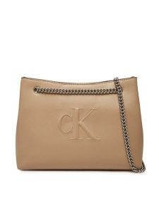 Calvin Klein Jeans Torebka Sculpted Chain Shoulder Bag LV04K3163G Beżowy. Brązowe torebki klasyczne Calvin Klein Jeans, bez wzorów, z jeansu, bez dodatków. Za 269,99 zł.
