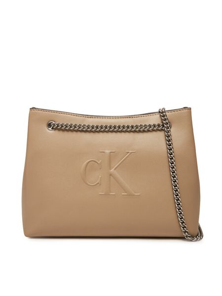 Calvin Klein Jeans Torebka Sculpted Chain Shoulder Bag LV04K3163G Beżowy. Brązowe torebki klasyczne Calvin Klein Jeans, bez wzorów, z jeansu, bez dodatków. Za 249,99 zł.
