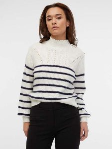 Orsay Sweter w kolorze biało-czarnym rozmiar: M. Białe swetry oversize Orsay, m, bez wzorów, ze splotem, bez ramiączek. Za 78,84 zł.