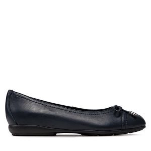 Baleriny Geox. Niebieskie balerinki Geox, bez wzorów, bez obcasa, bez zapięcia. Za 299,99 zł.