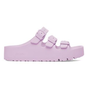 Birkenstock Florida III Flex Platform EVA Crocus Klapki damskie. Fioletowe klapki Birkenstock, bez wzorów, bez obcasa, na platformie. Za 199,99 zł.