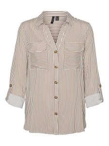 Vero Moda Koszula w kolorze jasnobrązowo-białym rozmiar: M. Brązowe koszule Vero Moda, m, bez wzorów, z wiskozy, bez kołnierzyka, bez ramiączek. Za 96,95 zł.