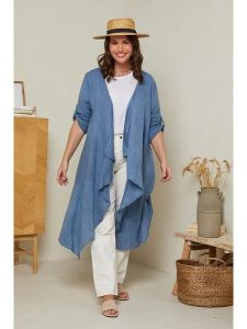 Curvy Lady Lniany kardigan w kolorze niebieskim rozmiar: 40/42. Niebieskie kardigany Curvy Lady, ze lnu. Za 188,85 zł.