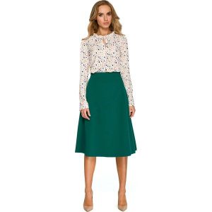 Zielona Klasyczna Trapezowa Spódnica Midi. Zielone spódnice MOE, l, bez wzorów, z elastanu, klasyczne, midi. Za 187,90 zł.