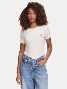 Guess T-Shirt W2YI44 J1314 Fioletowy jasny Slim Fit. Fioletowe t-shirty Guess, l, z aplikacjami, z bawełny, bez kołnierzyka, bez ramiączek. Za 134,99 zł.