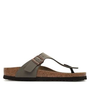 Japonki Birkenstock. Szare klapki Birkenstock, bez wzorów, bez obcasa. Za 449,99 zł.
