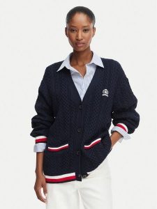 Tommy Jeans Kardigan DW0DW22934 Granatowy Regular Fit. Niebieskie kardigany Tommy Jeans, z bawełny. Za 569,99 zł.