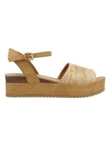 Wrangler Sandały w kolorze beżowym na koturnie rozmiar: 37. Brązowe sandały Wrangler, bez wzorów, z otwartym noskiem, bez obcasa, na koturnie, bez zapięcia. Za 141,19 zł.