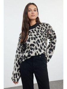 Trendyol Sweter w kolorze czarno-jasnoszarym rozmiar: M. Szare swetry oversize Trendyol, m, bez wzorów, bez ramiączek. Za 91,45 zł.