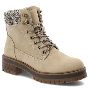 Beżowe Botki Vinceza Modne Buty Damskie. Brązowe botki VINCEZA, bez wzorów, z dzianiny, bez obcasa, bez zapięcia. Za 152,99 zł.