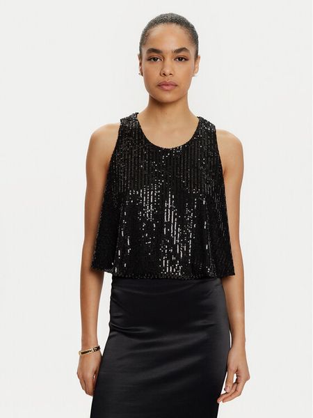 ViCOLO Bluzka TS0351 Czarny Regular Fit. Czarne bluzki ViCOLO, m, bez wzorów, z syntetyku, bez kołnierzyka, bez ramiączek. Za 189,99 zł.