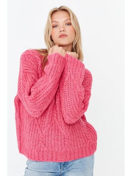 Trendyol Sweter w kolorze różowym rozmiar: M. Różowe swetry oversize Trendyol, m, bez wzorów, bez ramiączek. Za 88,02 zł.