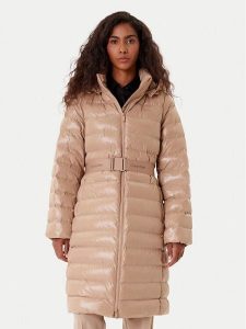 Calvin Klein Płaszcz zimowy LV044D543G Beżowy Slim Fit. Brązowe płaszcze Calvin Klein, na zimę, l, bez wzorów, z syntetyku, bez kaptura. Za 839,99 zł.
