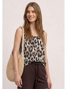 Street One Top w kolorze beżowym rozmiar: 40. Brązowe topy Street One, bez wzorów, street, bez kołnierzyka, bez ramiączek. Za 80,52 zł.