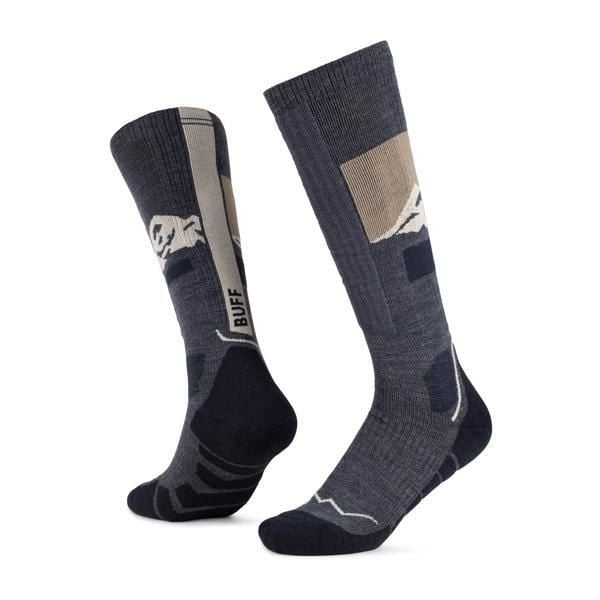 Skarpetki sportowe dla dorosłych Merino Heavyweight Over The Calf Socks. Niebieskie skarpetki Buff, bez wzorów, z elastanu. Za 159,99 zł.