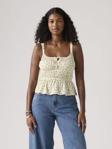 Levi's Top w kolorze kremowo-złotym rozmiar: S. Brązowe topy Levi's®, s, bez wzorów, z wiskozy, bez kołnierzyka, bez ramiączek. Za 119,68 zł.