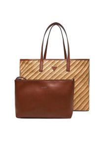 Guess Torebka HWWS93 18290 Brązowy. Brązowe shopper bag Guess, z aplikacjami, z materiału, bez dodatków. Za 339,99 zł.