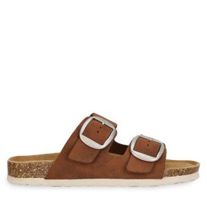 Klapki CRUZ. Brązowe klapki CRUZ, bez wzorów, bez obcasa. Za 209,99 zł.