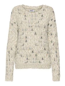 ONLY Sweter w kolorze kremowym rozmiar: XS. Brązowe swetry oversize ONLY, xs, bez wzorów, ze splotem, bez ramiączek. Za 153,45 zł.