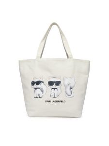 KARL LAGERFELD Torebka B4W50030 Kremowy. Białe shopper bag KARL LAGERFELD, bez wzorów, z materiału, bez dodatków. Za 389,99 zł.