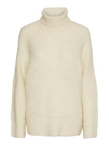 Pieces Sweter w kolorze kremowym rozmiar: XS. Brązowe golfy Pieces, bez wzorów, z wełny. Za 48,28 zł.