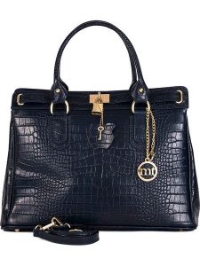 Mia Tomazzi Skórzana torebka "Rezia" w kolorze granatowym - 36 x 28 x 18 cm rozmiar: onesize. Niebieskie torebki klasyczne Mia Tomazzi, bez wzorów, z materiału, przez ramię, bez dodatków. Za 310,38 zł.