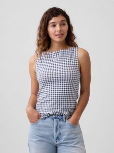 GAP Top w kolorze granatowo-białym rozmiar: M. Białe topy GAP, m, bez wzorów, bez kołnierzyka, bez ramiączek. Za 66,31 zł.