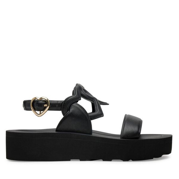 Sandały LOVE MOSCHINO. Czarne sandały LOVE MOSCHINO, bez wzorów, bez obcasa, na płaskiej podeszwie, bez zapięcia. Za 579,99 zł.