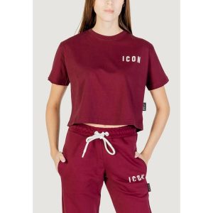 Koszulka crop top Kobieta ICON. Czerwone bluzki ICON, bez wzorów, z bawełny, bez kołnierzyka, bez ramiączek. W wyprzedaży za 183,20 zł.