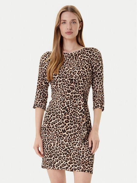 Morgan Sukienka codzienna 252-RJOSY Brązowy Regular Fit. Brązowe kombinezony Morgan, na co dzień, bez wzorów, z syntetyku, bez kołnierzyka, bez ramiączek, proste. Za 199,99 zł.