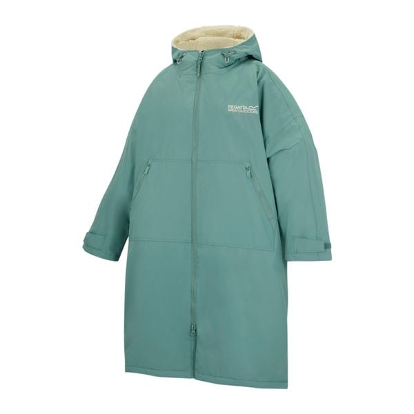 Wodoodporny szlafrok do przewijania dla dorosłych unisex. Fioletowe szlafroki Regatta, l, bez wzorów, z materiału, z kapturem. Za 329,99 zł.