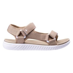 Sandały Hi-Tec Apodis 92800602641 beżowy. Brązowe sandały bez wzorów, z materiału, bez obcasa, bez zapięcia. Za 134,25 zł.