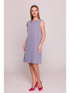 Stylove Sukienka w kolorze fioletowym rozmiar: L. Różowe sukienki Stylove, na co dzień, l, bez wzorów, bez kołnierzyka, bez ramiączek, mini, proste. Za 255,34 zł.