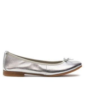 Baleriny Tamaris. Szare balerinki Tamaris, bez wzorów, bez obcasa, bez zapięcia. Za 159,99 zł.