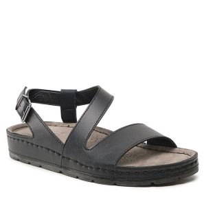 Sandały Clara Barson. Czarne sandały Clara Barson, bez wzorów, bez obcasa, na płaskiej podeszwie, bez zapięcia. Za 99,99 zł.