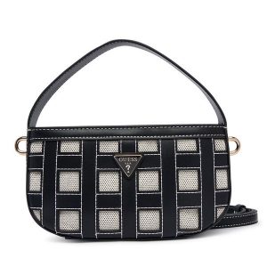 Torebka Guess. Czarne kuferki Guess, z aplikacjami, bez dodatków. Za 544,99 zł.